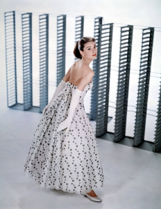 Patterned white gown from "Funny Face"