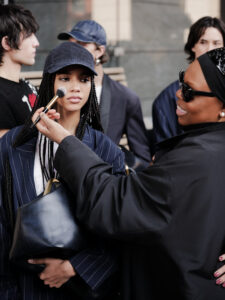Pat McGrath backstage at the Coach Spring 2025 Runway Show. Photo: Ben Rosser/BFA.com