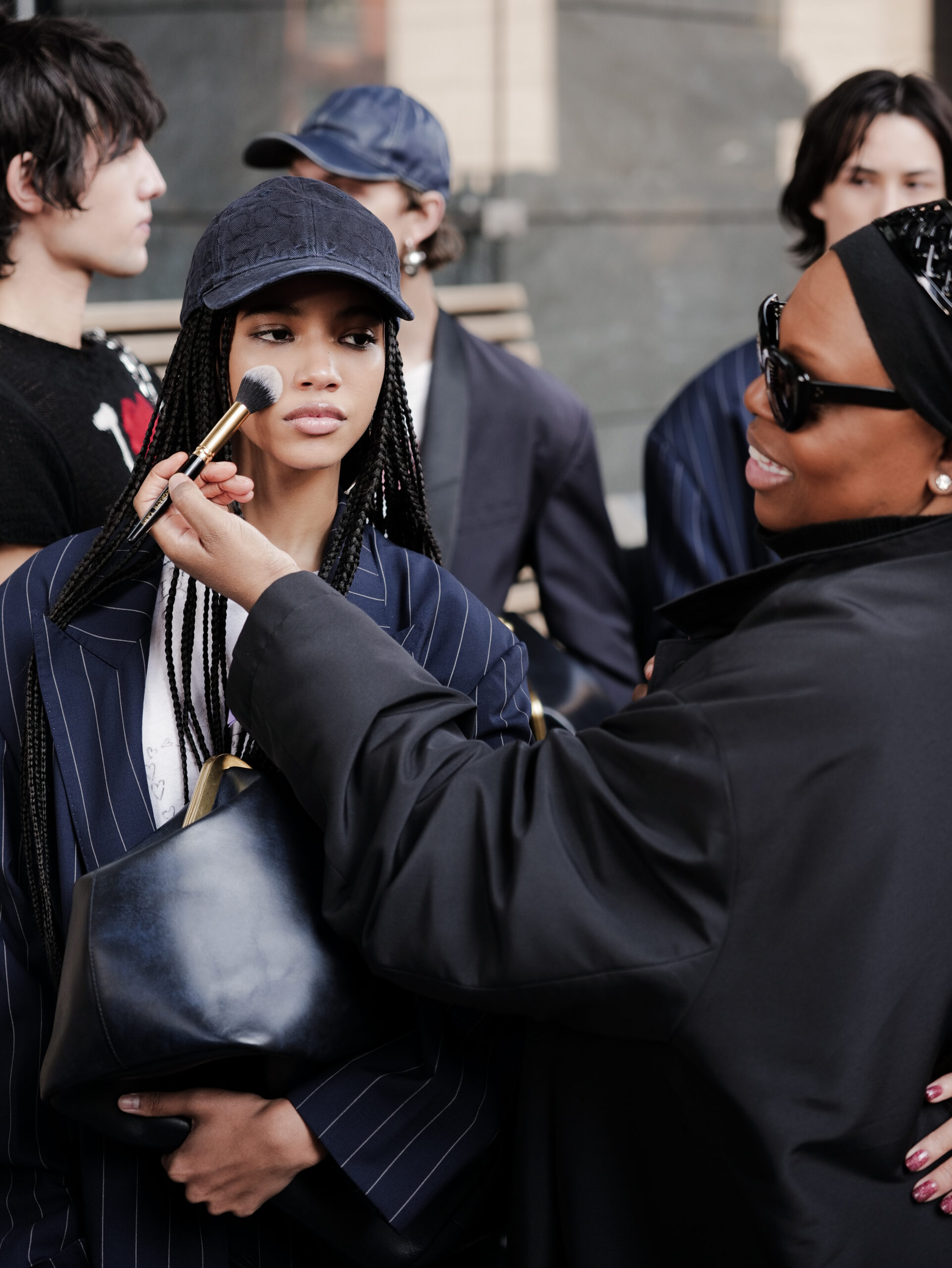 Pat McGrath backstage at the Coach Spring 2025 Runway Show. Photo: Ben Rosser/BFA.com